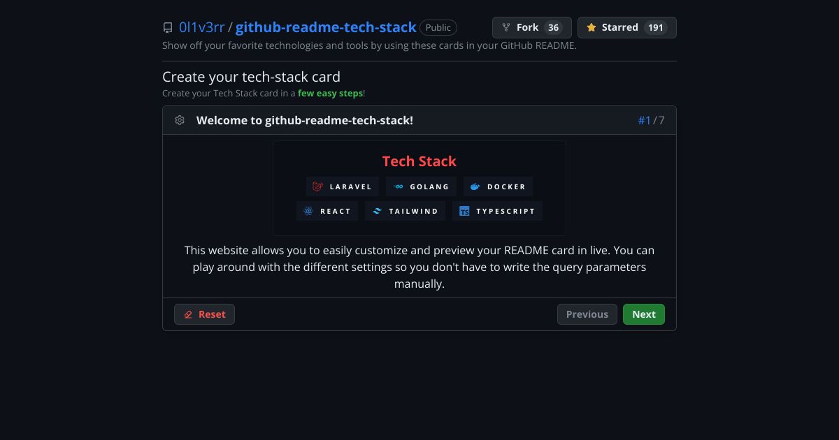 GitHub Readme Tech Stack